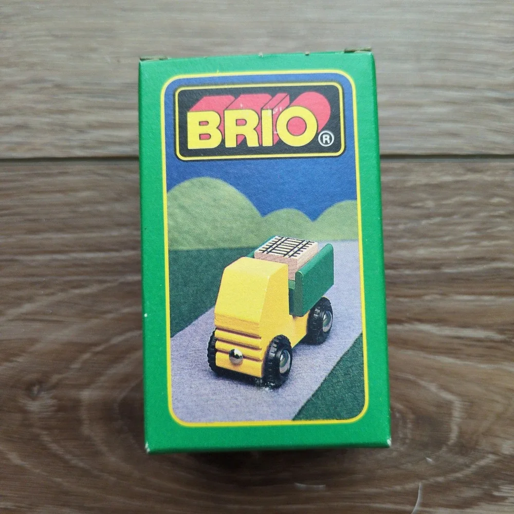 RARE Vtg 90s BRIO Dump Truck + Cargo Yellow Green Magnetic Train Toy 33594 NEW